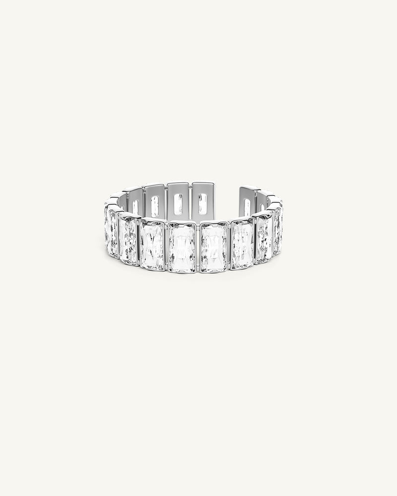 A Ring in polished Silver plated-316L stainless steel from Waldor & Co. The model is Talia Diamond Ring Polished.